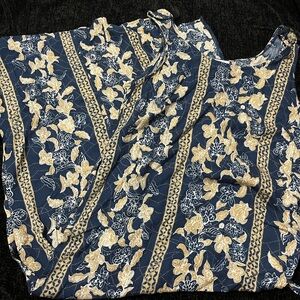 Floral Midi Dress in Blue and Gold